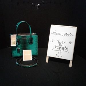 MICHAEL KORS Snakeskin Mercer Blue Green NWT